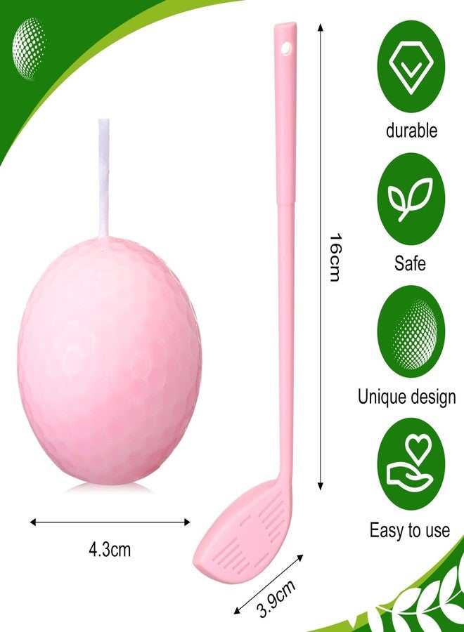 Conelist 3 Pcs Golf Ball Birthday Candles Pink Candle Kit Golf Cake Topper Party Decorations with Funny Mini Ball Club for Sport Themed Decorations - Image 2